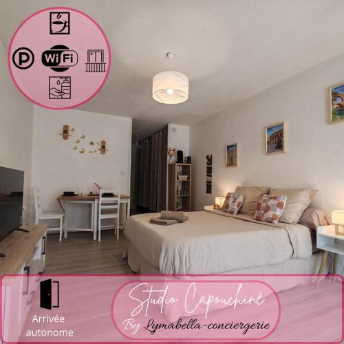studio Nimes capouchiné parking et balcon proche centre