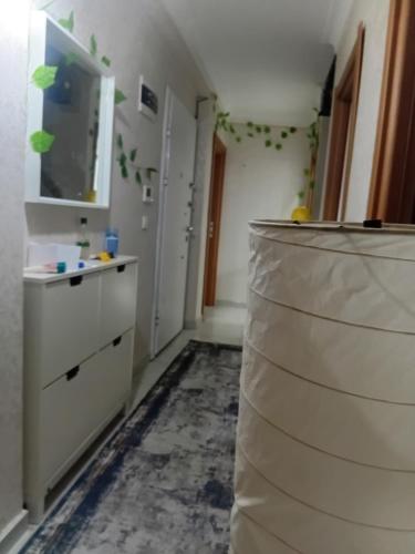 a bathroom with a sink and a counter top at Edebiyat Apartments in Istanbul