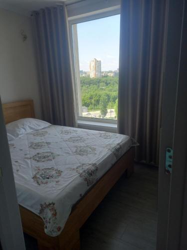 Llit o llits en una habitació de Sky Apartments