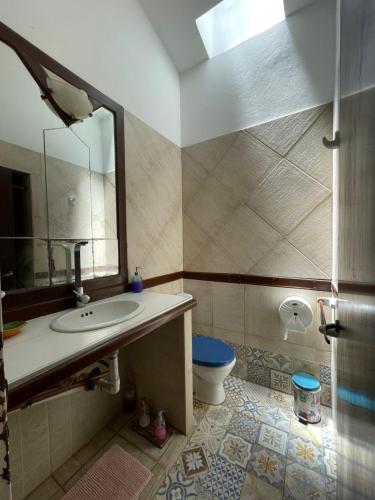 a bathroom with a sink and a toilet at Casa laberinto, Entre cerros, cómoda cama de 2x2 in Salta