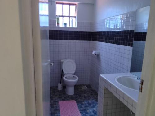 a bathroom with a toilet and a sink at countrysidegatewayapartments in Nyeri