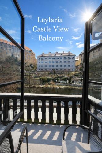 a view of a building from a balcony at Leylaria in Český Krumlov