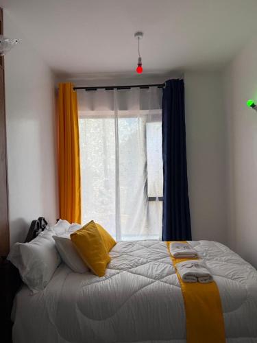 a bedroom with a large bed with a window at Shooting Stars Homes in Gatunga