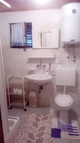 a bathroom with a sink and a toilet at Guesthouse Filepi in Senj