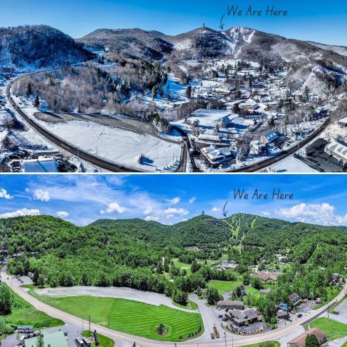 two pictures of a city and a town at Sugar Mountain Ski Condo 1 bedroom - Walk to Slopes in Sugar Mountain