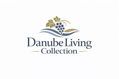 a logo for a living association with a palm tree and a wave at Danube Living Collection - Wachau Willendorf - Villa Venus in der Wachau in Willendorf in der Wachau