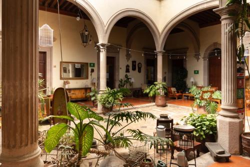 a large room with a bunch of plants in it at Hotel Posada San Agustin in Durango