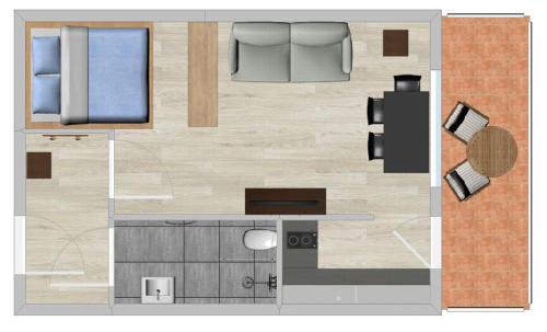 a floor plan of a room with a bedroom at Apartment Rubihornblick - mit Hallenbad und Sauna in Bolsterlang