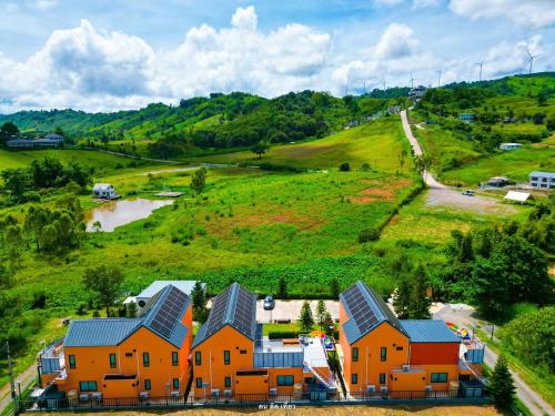 an aerial view of a house with solar panels at MK Land Pool Villa Khaokho in Khao Kho