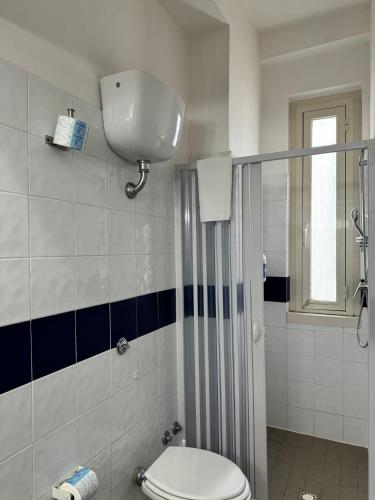 a bathroom with a toilet and a shower at Hotel Valente in Ortona