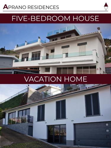 a collage of two pictures of a five bedroom house at Atlantic View Residence in Funchal