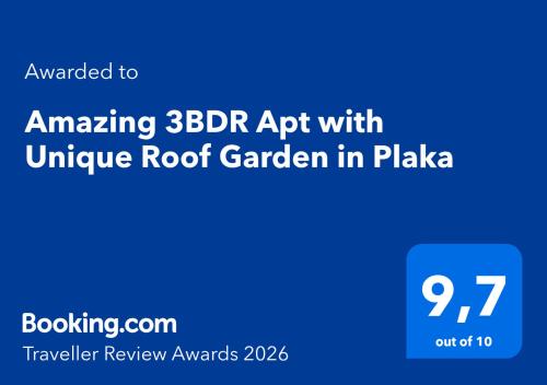 Amazing 3BDR Apt with Unique Roof Garden in Plaka