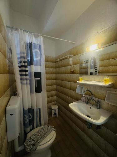 a bathroom with a toilet and a sink at Asteria in Katastárion