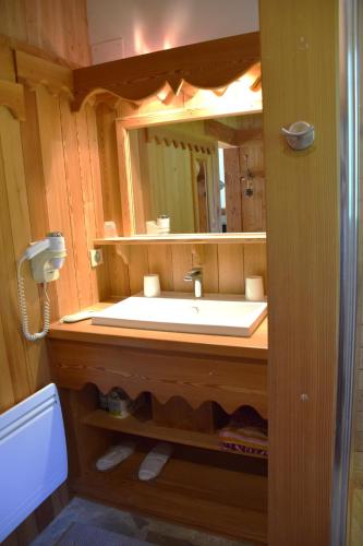a bathroom with a sink and a mirror at Gite de Lise in Blandas