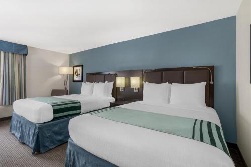 two beds in a hotel room with blue walls at Best Western Plus Tallahassee North Hotel in Tallahassee