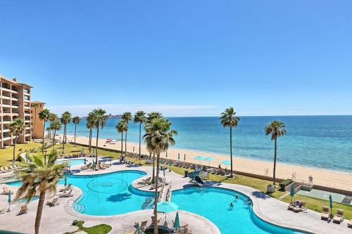 a view of a resort with a pool and the beach at 3 Bedroom Beach Front at Sonoran Spa E410 in Puerto Peñasco