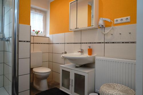 a bathroom with a sink and a toilet at Ferienwohnung Schog in Todtnau