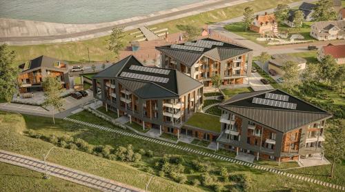 an overhead view of a house with at Ferienwohnung TheViewB17 Boje 17 Dagebüll in Dagebüll