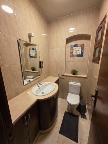 a bathroom with a sink and a toilet at Blue haven el gouna in Hurghada
