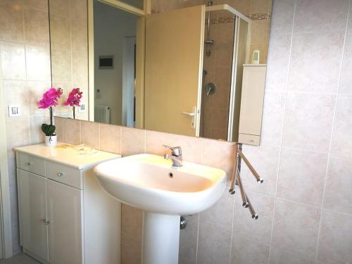 a bathroom with a sink and a mirror at Boscaglie sweet home in Marostica