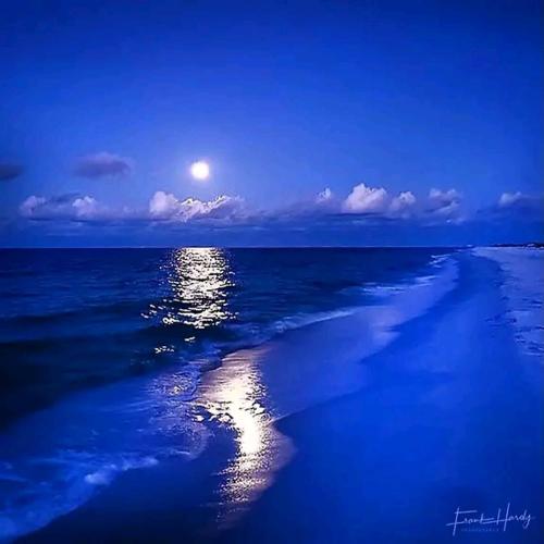 a view of the ocean with the moon in the sky at Blue Moon Villa in Waskaduwa