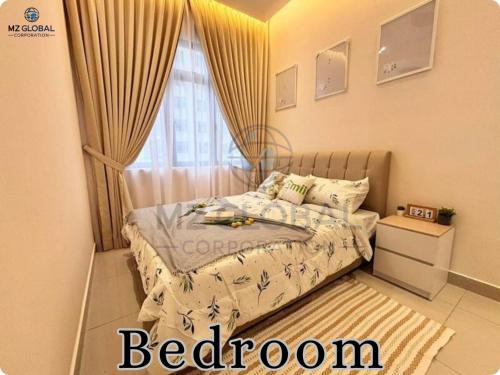 a bedroom with a bed with a window at Skyline Luxury Suite KlCC &TRX View in Kuala Lumpur