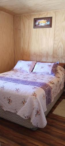 a bedroom with a bed in a room at Cabaña con rio y camping in Los Ángeles