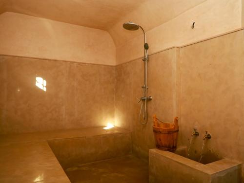 a bathroom with a shower and a bath tub at Villa des iris Domaines NAJMA in Marrakesh
