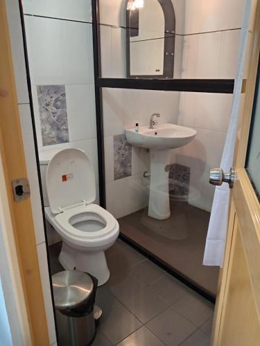 une salle de bains avec toilettes et lavabo dans l'établissement Ibis, à Uda Walawe