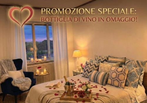 a bedroom with a bed with roses on it at Lunigiana e Mare in Aulla