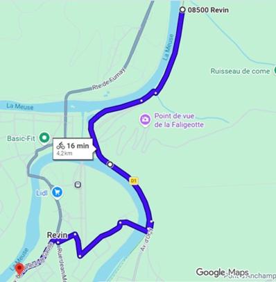 a map of the proposed route for the proposed improvements to the pearl beach freeway at Entre Meuse et forêt in Revin