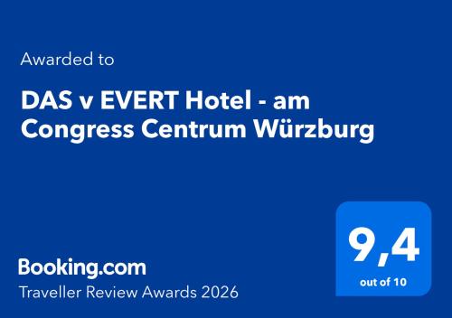 a blue sign that says das v event hotel am congress confirm furniture at DAS v EVERT Hotel - am Congress Centrum Würzburg in Würzburg