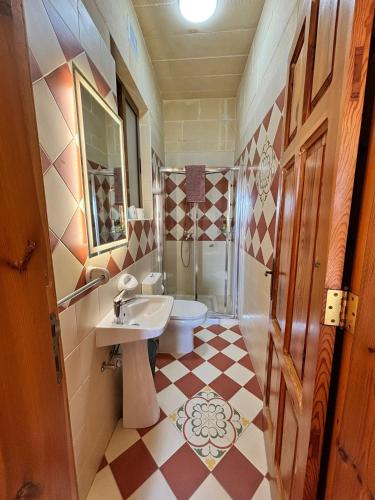 a bathroom with a sink and a toilet at Ta Carmen Farmhouse with pool in Qala