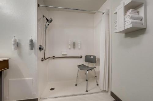a shower with a chair in a bathroom at Hampton Inn Beaufort in Beaufort