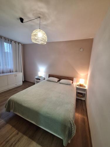 a bedroom with a large bed with two night stands at VP in Bajina Bašta