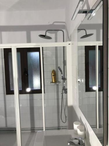a bathroom with a shower and a sink at Las Casitas de Layos in Layos
