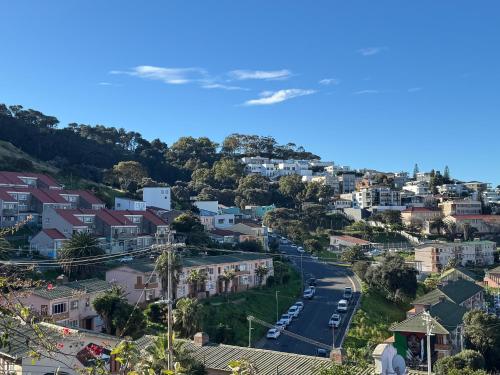 an aerial view of a city with houses and a street at Bo-Kaap Double Room with High Ceiling in Cape Town