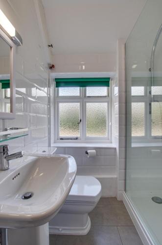 a bathroom with a sink and a toilet and a shower at 2 Bed in Bacton oc-710 in Bacton