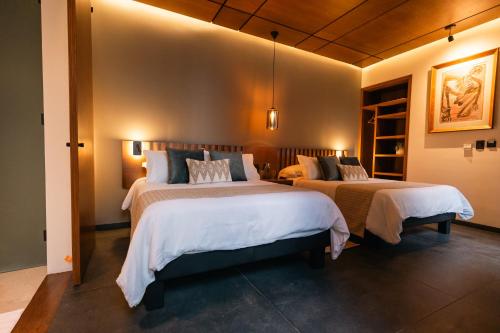 a bedroom with two beds in a room at Hotel Agua de Plata in San Luis Potosí