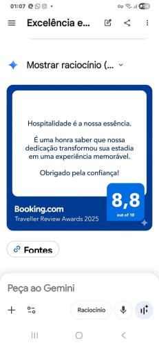 a screenshot of a cell phone with a text message at Kitnet in Campo Grande