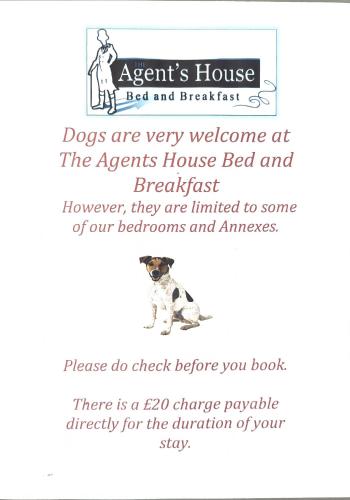 a page of a flyer with a dog sitting at The Agents House, Bed & Breakfast in Hay-on-Wye