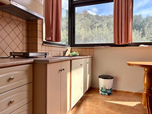 a kitchen with a sink and a window at Toni Retzo Rooms in Himare