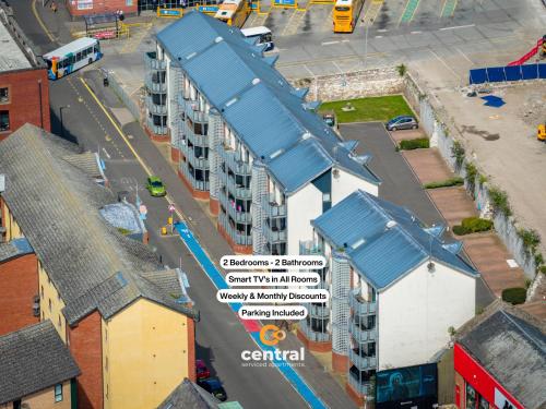 an aerial view of a city with buildings at Trades Lane by CENTRAL SERVICED APARTMENTS - Walk Away From City Centre - 2 Bedrooms - 2 Bathrooms - Smart TVs in All Rooms - Dedicated Parking Space - Fully Equipped - Ground Floor - Walk Away From Dundee Bus & Train Station in Dundee
