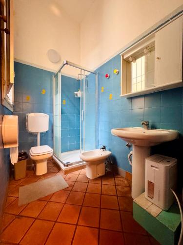 a bathroom with a toilet and a sink and a shower at Hostel Il Nosadillo - Bologna in Bologna