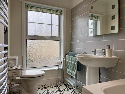 a bathroom with a sink and a toilet and a window at 3 Bed in Winterton-on-Sea oc-2205 in Winterton-on-Sea