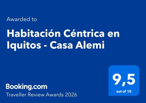 a blue sign with the translation certificate of the latin american cuisine casa at Habitación Céntrica en Iquitos - Casa Alemi in Iquitos