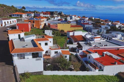 an aerial view of a town with houses at La Palma Hostel by Pension Central in Fuencaliente de la Palma