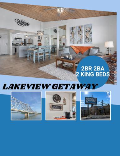 a collage of photos of a kitchen and a living room at Lakeview Getaway in Kimberling City