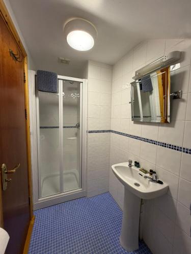 a bathroom with a shower and a sink at ABC House in Dublin