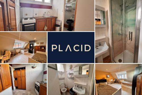 a collage of photos of a kitchen and a bathroom at La cachette du Beffroi - Appt 30 m² centre Arras in Arras